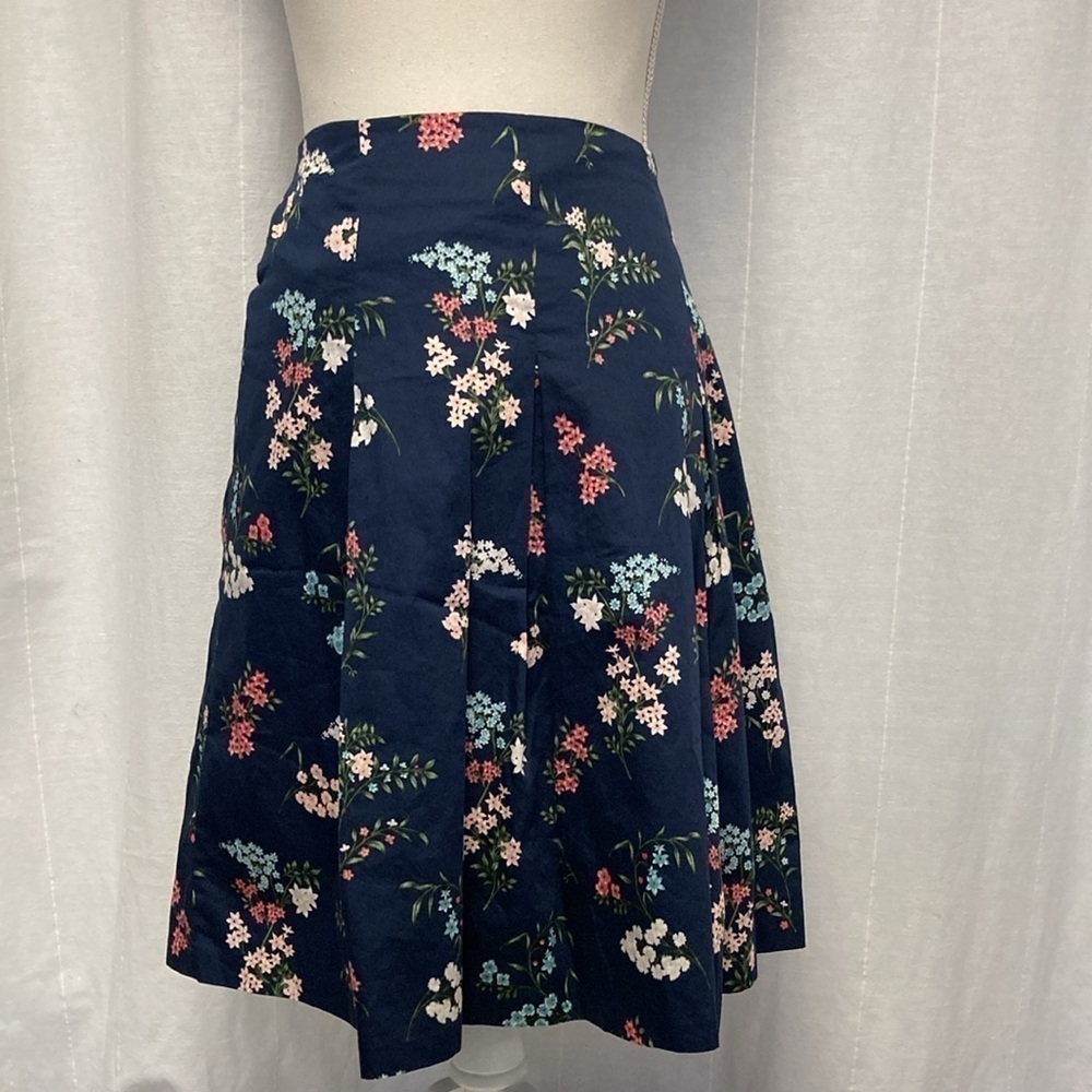 Charter Club Petite Navy Floral Pleated Skirt